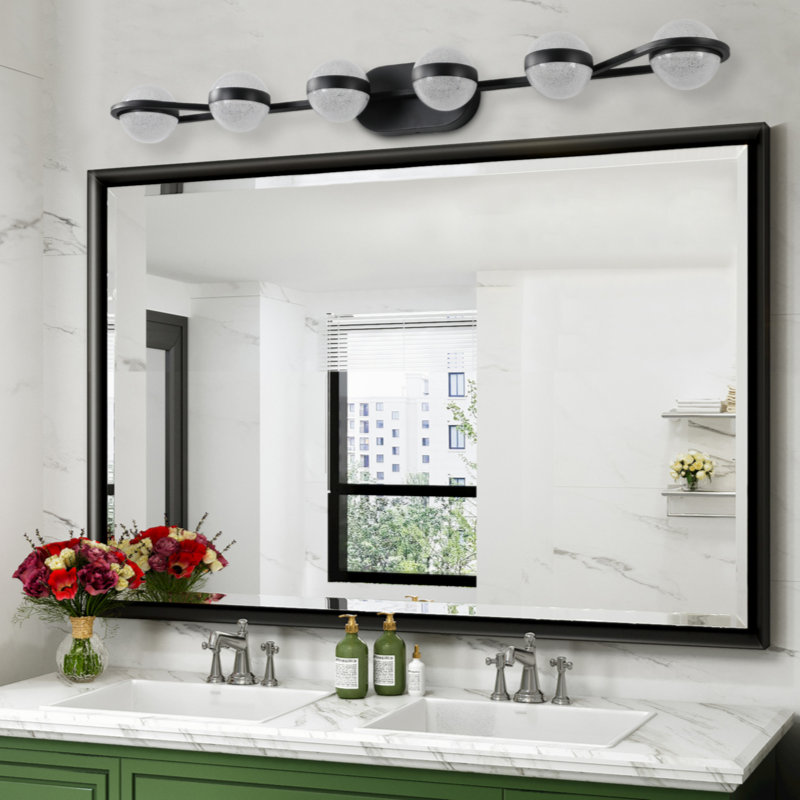 Bathroom mirror with light fixture on sale